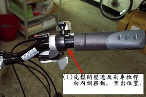 先鬆開變速及煞車拉桿向內側移動,空出位置